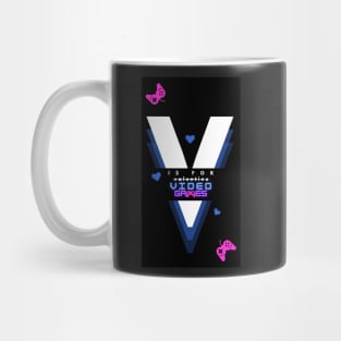 valentines day boys kids son v is for video games gamer t-shirt Mug